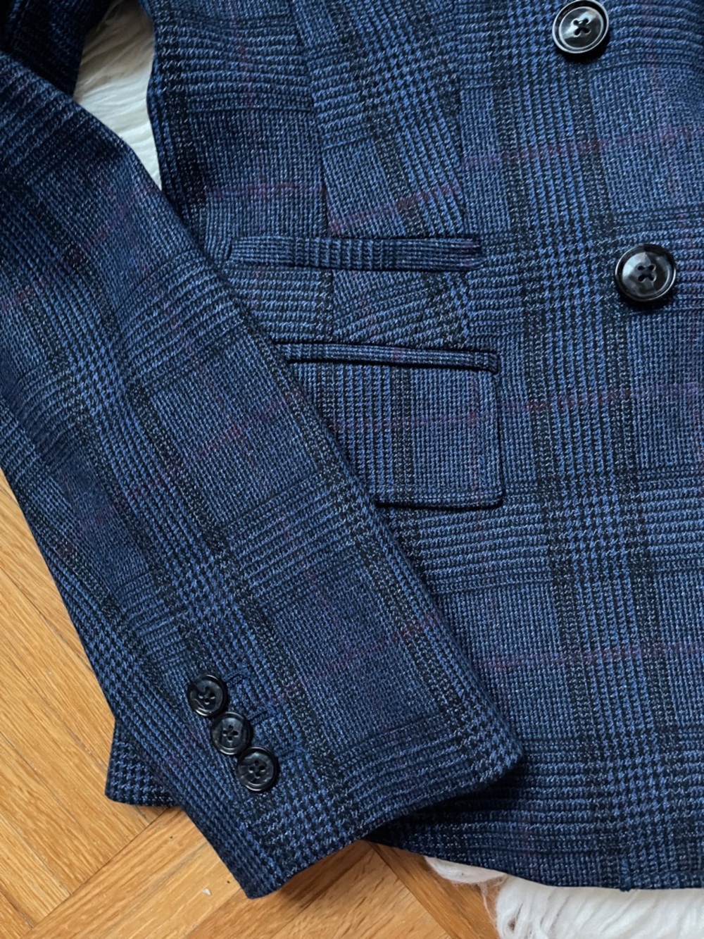 NEW Banana Republic Blue Plaid Double-Breasted Blazer Wool Blend - Picture 8 of 13
